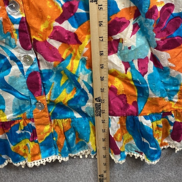 Harlow & Rose colorful cami top midi dress tropical full button lace ruffle trim - Picture 8 of 16